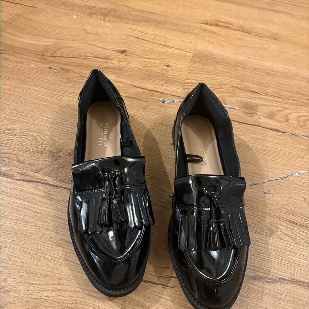 Primark Black Patent Tassel Loafers - Women's Slip-On Flats